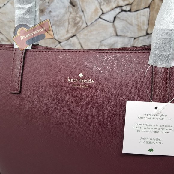#bagsavenue Penny Greta Court Cherrywood Glitter Maroon Glitter Tote Kate Spade - Picture 6 of 14
